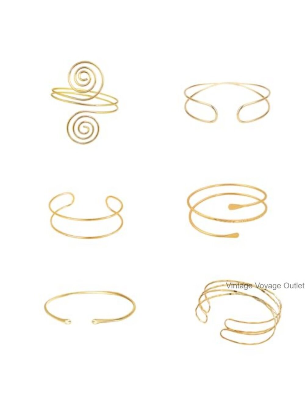 6Pc Gold Arm Cuff Set Upper Arm Bracelet Jewelry for Women